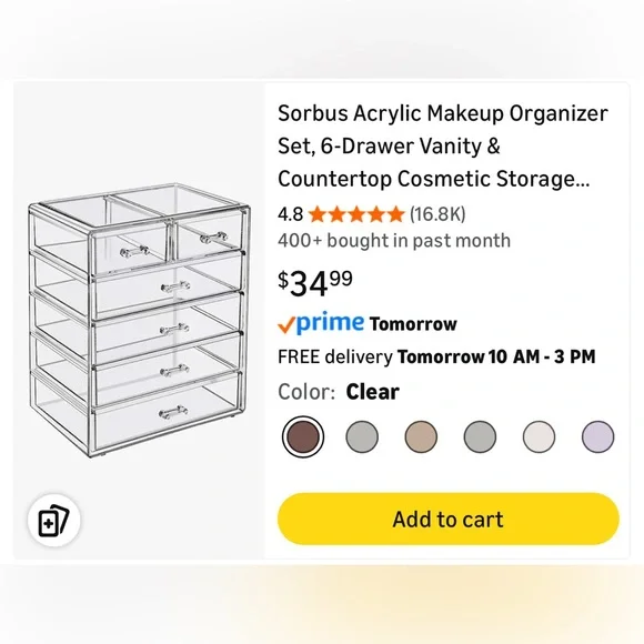 OAS Transparent Acrylic Makeup Organizer