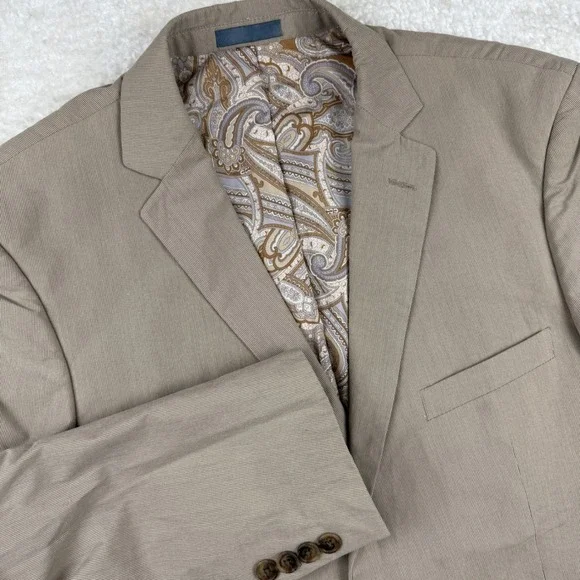 Madison Mens Tan Striped Blazer Jacket Paisley Lined Sport Coat Size XL‎