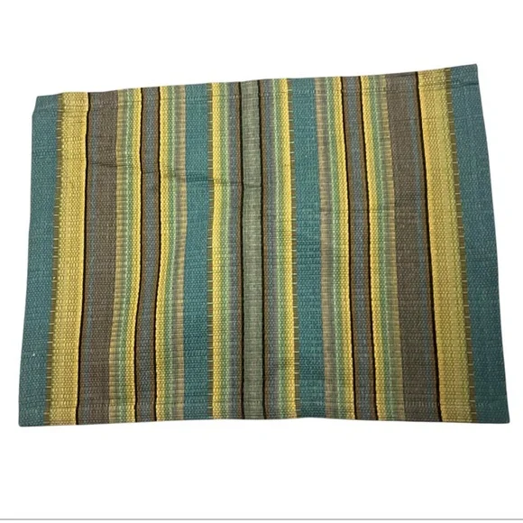 Crate & Barrel Set of 6 Teal Castillo Placemats