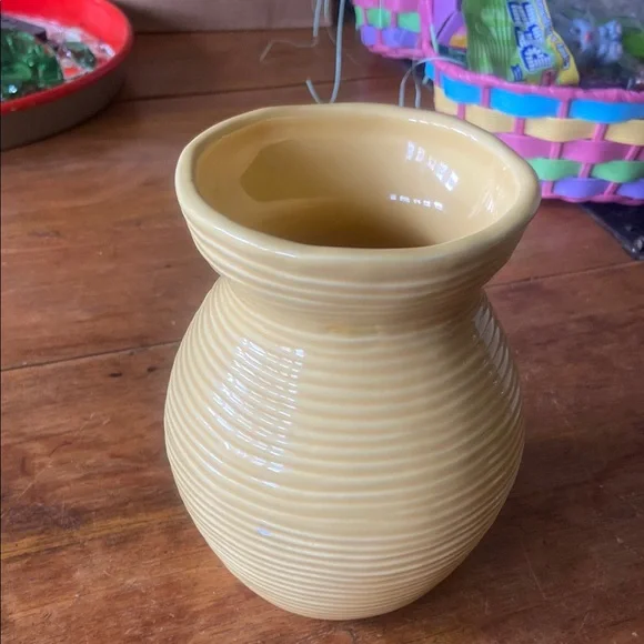 Crate&Barrel Sunshine Yellow Swirl Ceramic Vase