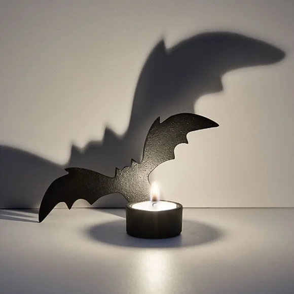 New! Crate&Barrel Black Metal Bat Candle Holder