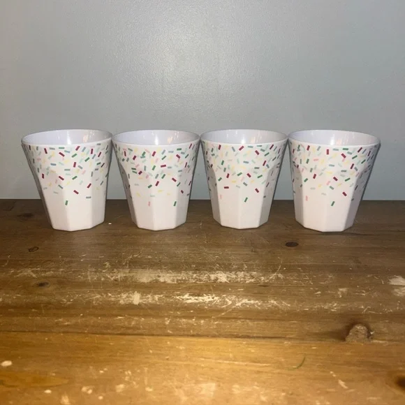 Crate & Barrel Colorful Sprinkle Patterned Cups