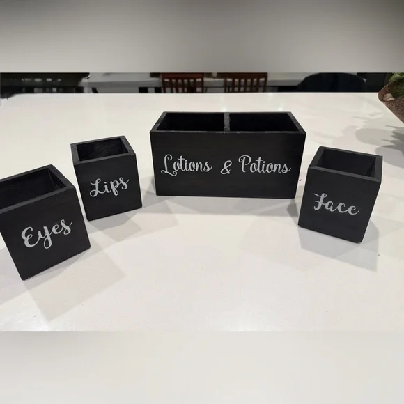 Black Wooden Storage Boxes Set
