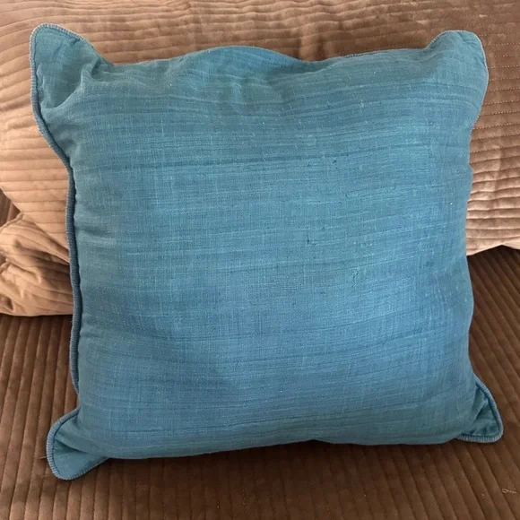Crate&Barrel Steel Blue Silk Hayward Pillow Cover