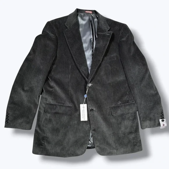 NEW Cordovan & Grey Black Corduroy Western Yoke Cotton Blazer Sport Coat 44L