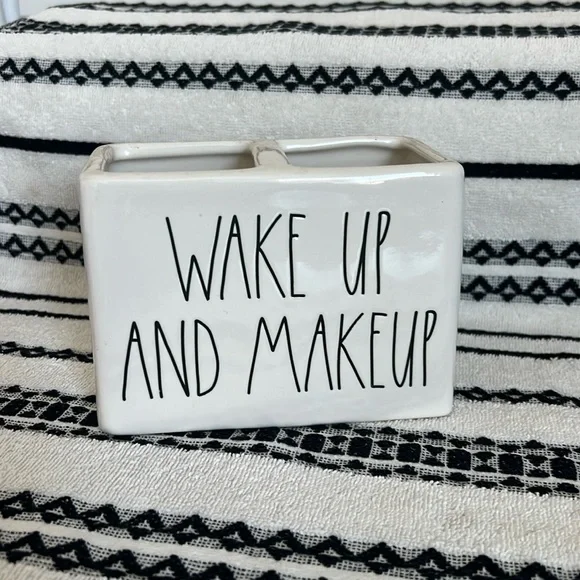 Rae Dunn Wake Up and Make Up Dual Brush Holder