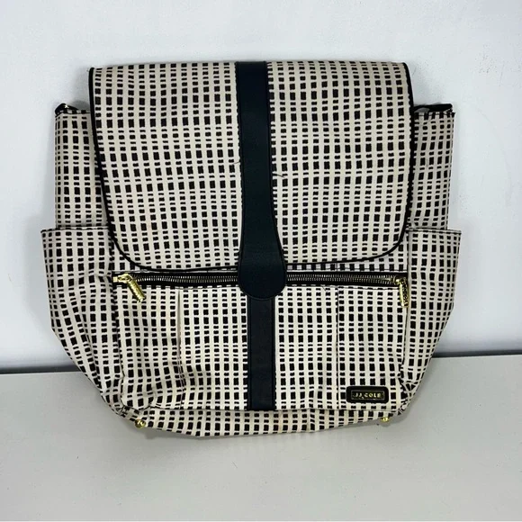 JJ Cole Black and Cream Diaper Bag Backpack