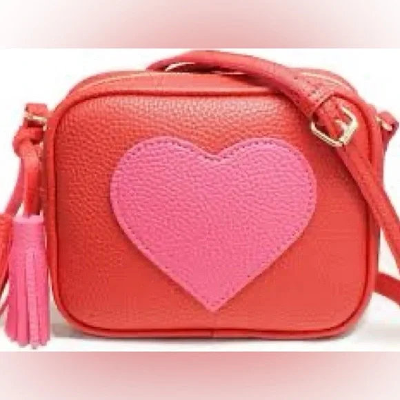 Red Crossbody Bag Pink Heart Tassels New