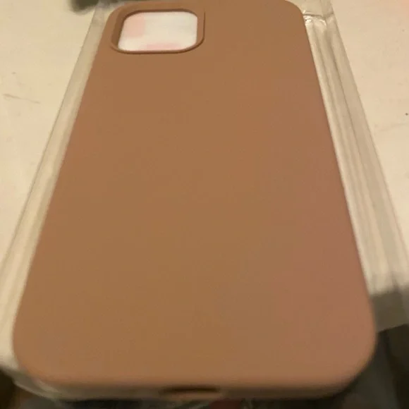 IPhone 12-14 Pro cell phone,soft case cover,taupe color w/ screen protector