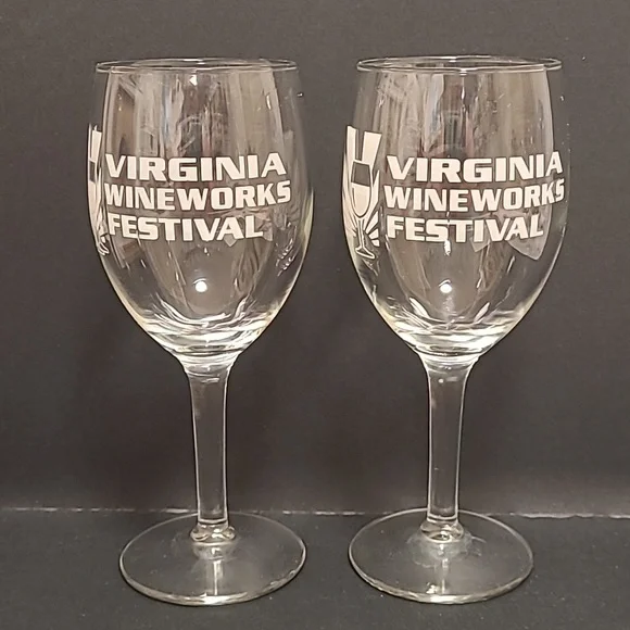 Pair of Virginia Wineworks Festival Wine Glasses