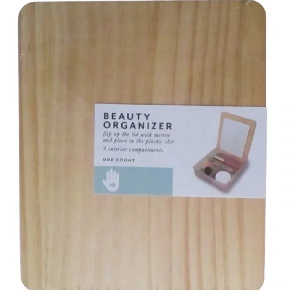 Wooden Beauty Organizer with Mirror