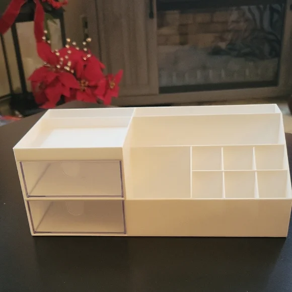White Makeup Or Desk Organizer with Drawers