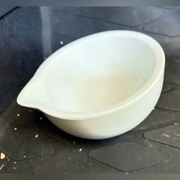 Crate & Barrel white mixing bowl for mixer with spout