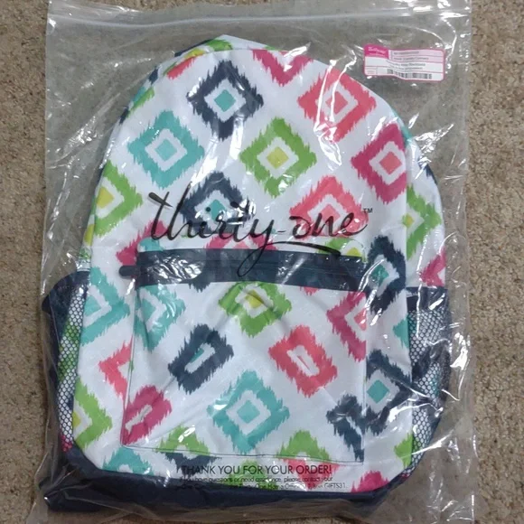 Thirty-one Going My Way Backpack zippers pockets Candy Corners Colorful NEW!
