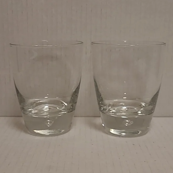 Pair of Signed Bormioli Rocco Bubble Drop Base Whiskey Glasses