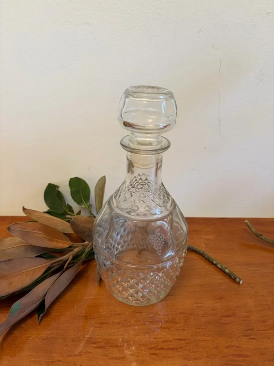 Clear Vintage Princess House Glass Decanter with Stopper