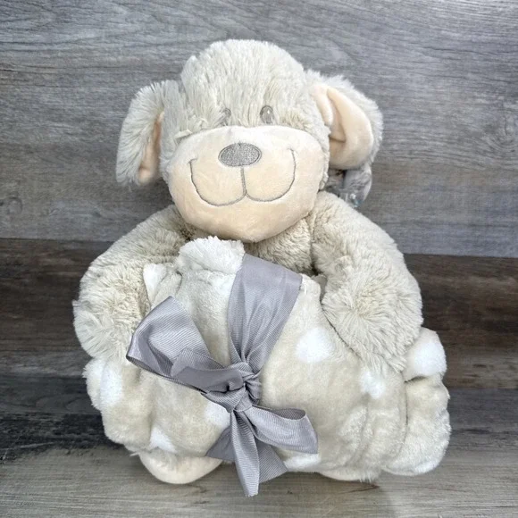 Silver One Dog Animal and Throw Blanket 2 Piece Gift Set 30
