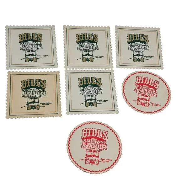 Vintage Coasters Dills Olde Towne Saloon Restaurant Ephemera Bar Food and Spirit