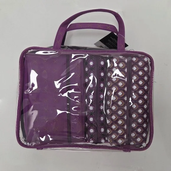 Danielle Creations 4 Piece Bag Set Purple/Gold/Mauve Toiletry
