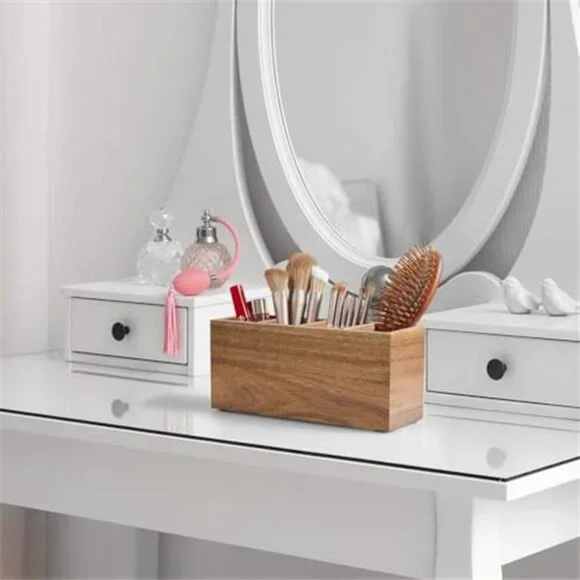 Makeup Organizer Acacia Wood Office Desk Organizer Pen Holder Utensil Holder