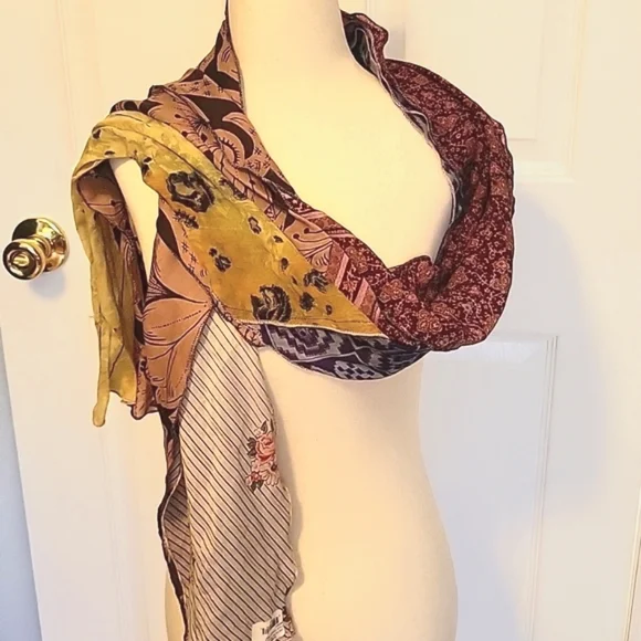 Silk multi media ruffle scarf. Vi tage silk.