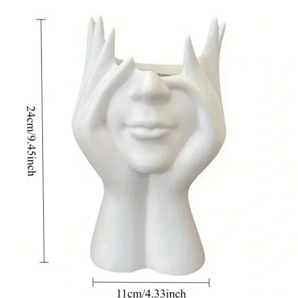White Face Sculpture Vase (resin)