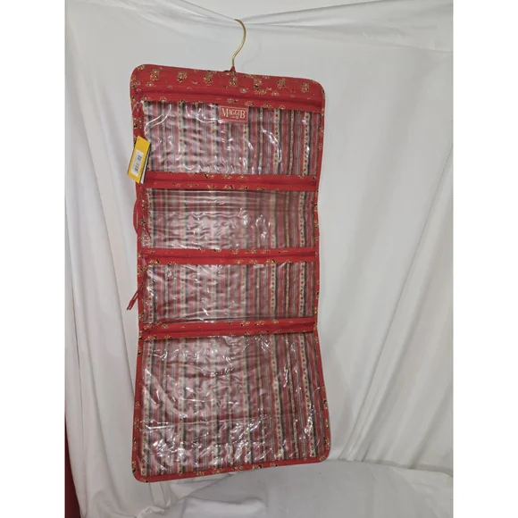 Vintage NWT MaggiB Hanging Travel Organizer Red Mosaic Quilted