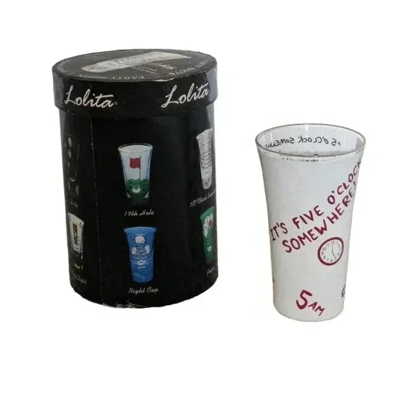 Lolita Party Shots 5 O'Clock Somewhere 2 oz Hand Painted Shot Glass With Box