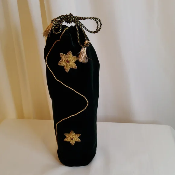Green Velvet Wine Gift Bag