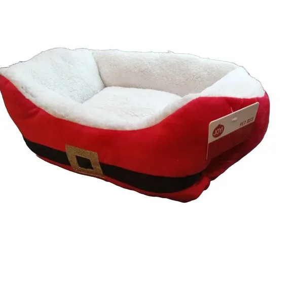 Santa's Suit Belt Dog Bed Red Plush Extra Cushy 25
