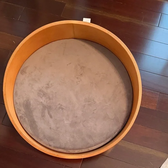 Modern Round Wooden dog bed with Cushion