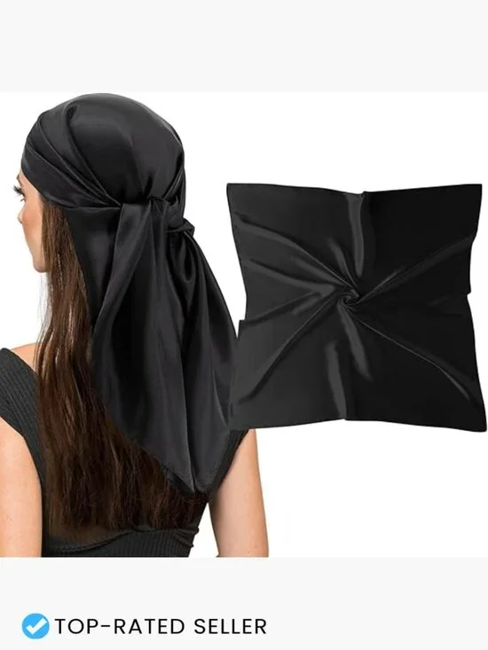 Square Silk Like Head Scarf - Fashion Scarf for Hair Wrapping and Sleeping