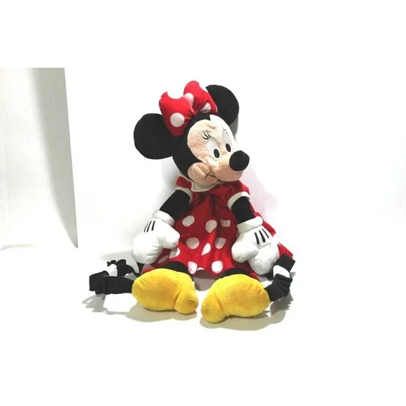 Disneyland Resort Minnie Mouse Plush Backpack Kids Polka Dot Dress Adjustable