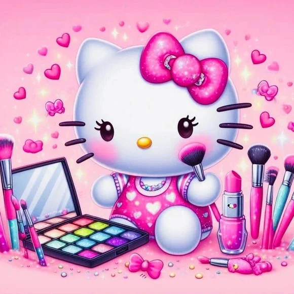Handmade Coaster: Hello Kitty's Makeup Bag: Chaos in a Compact