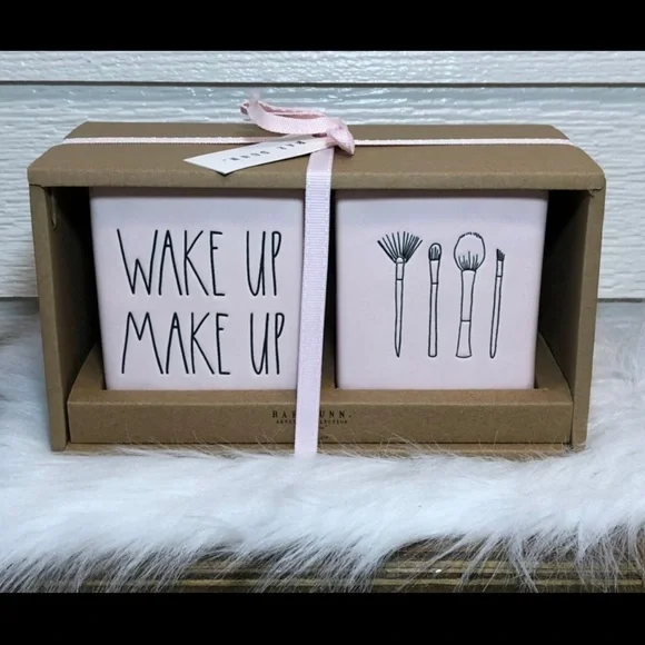 Rae Dunn Pink Makeup Brush Holder Set