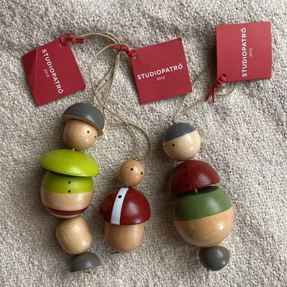 Crate&Barrel Studiopatro 2013 Christmas Ornaments Wooden Family