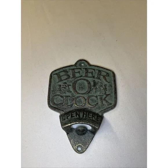 Cast Iron, Beer O'Clock,‎ Wall Bottle Opener, Bar Decor, Man Cave, Fun Gift