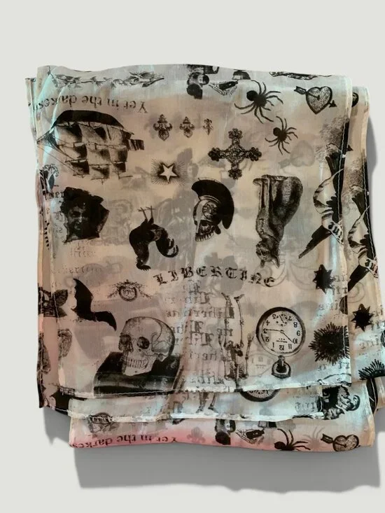 Whimsical scull silk scarf