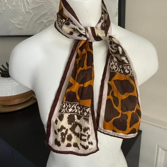 Brown and tan silk scarf with a boho‎ vibe