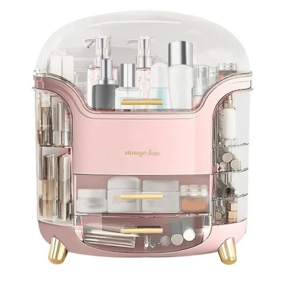 New Makeup & Skincare Organizer Box, Vanity Storage with Lid, Drawers & Cover