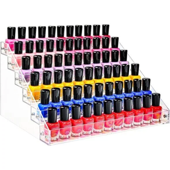 New 6-Layer Acrylic Organizer Rack, Clear Stand for Nail Polish, Oils, Lipsticks