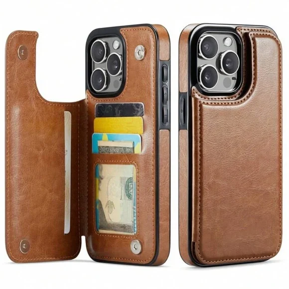 New Brown Leather Wallet Phone Case iphone 16