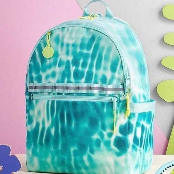 EcoTech Riley Tie Dye Backpack Y2K Soft Girl Travel Laptop Bag NWT Aqua Recycle