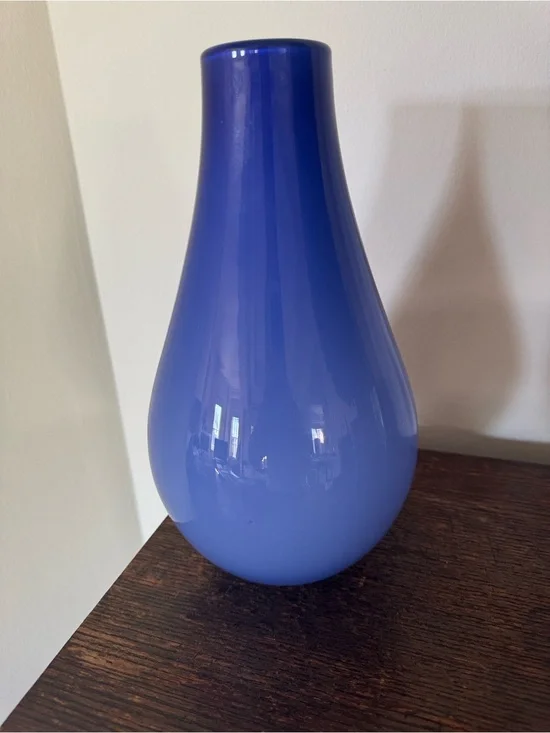 Crate&Barrel Glossy Royal Blue Glass Vase