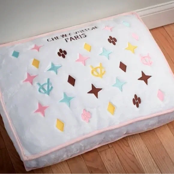 White Chewy Vuiton Dog Bed 💕