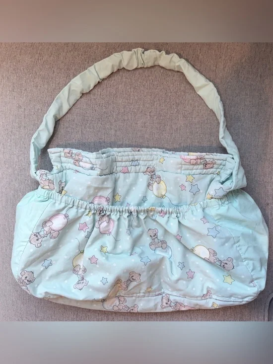 Rare Vintage Precious Moments Diaper Bag Pastel Teddy Bear Balloon Grandmacore