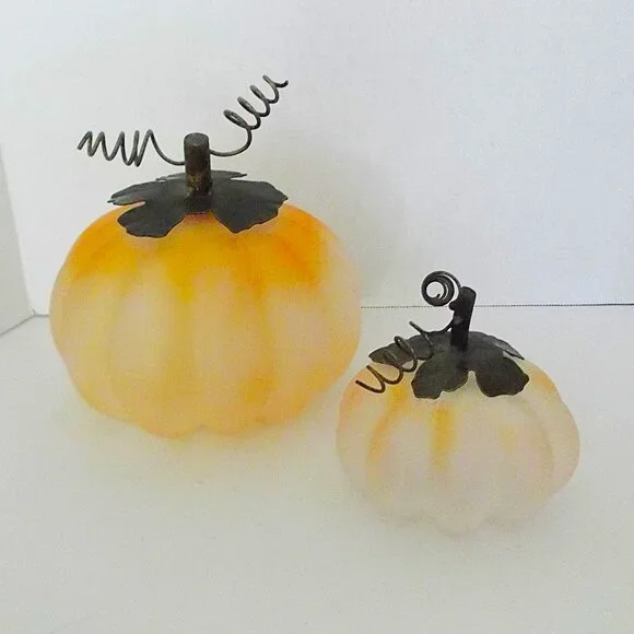 2 - Crate & Barrel Glass Pumpkins