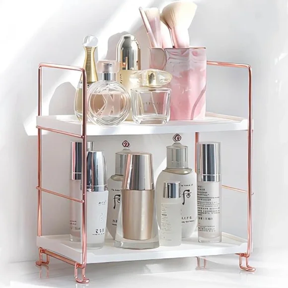 Rose gold makeup organizer, 2 shelves, great condition