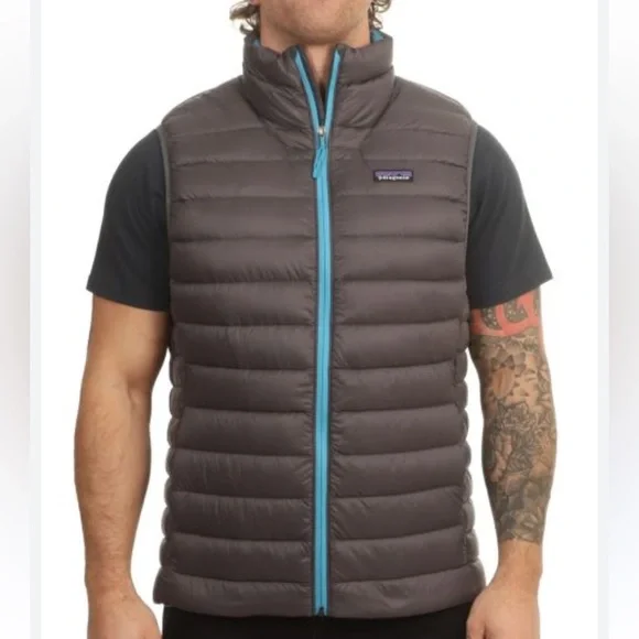 Patagonia Dark Brown Vest with Blue Lining