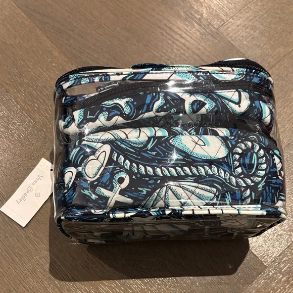 Vera Bradley Blue and White 4 piece Cosmetic organizer
